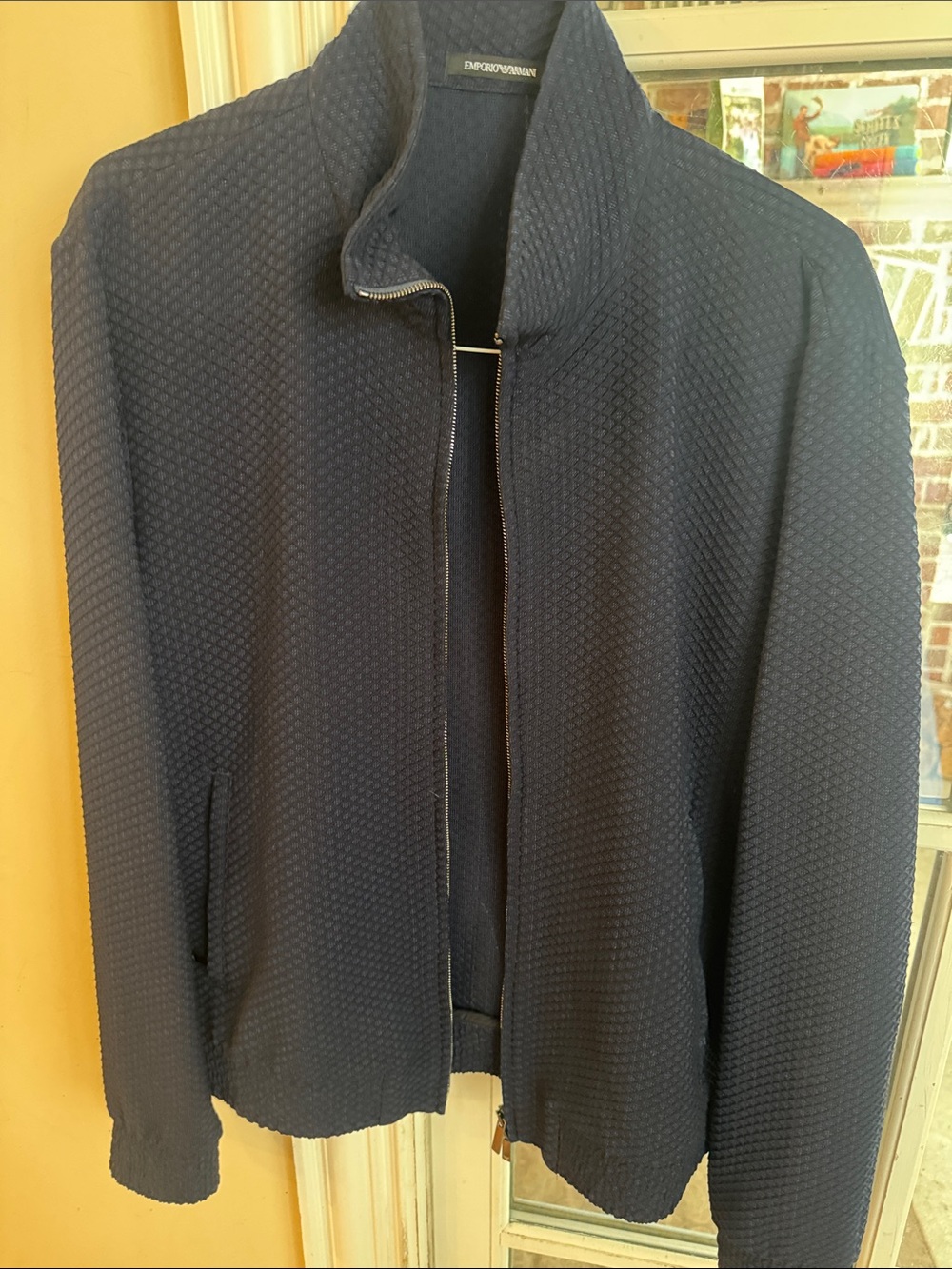 Emporio Armani Navy Textured Zip Jacket NWT -M
